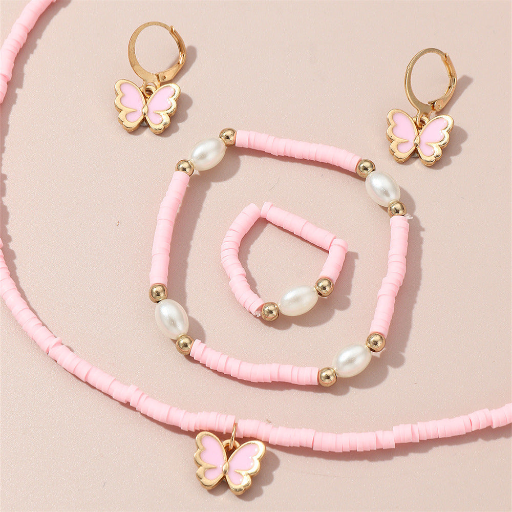 Collana con Ciondolo a Farfalla Minimalista da Ragazza in Resina con Charm in Lega su Catena Box