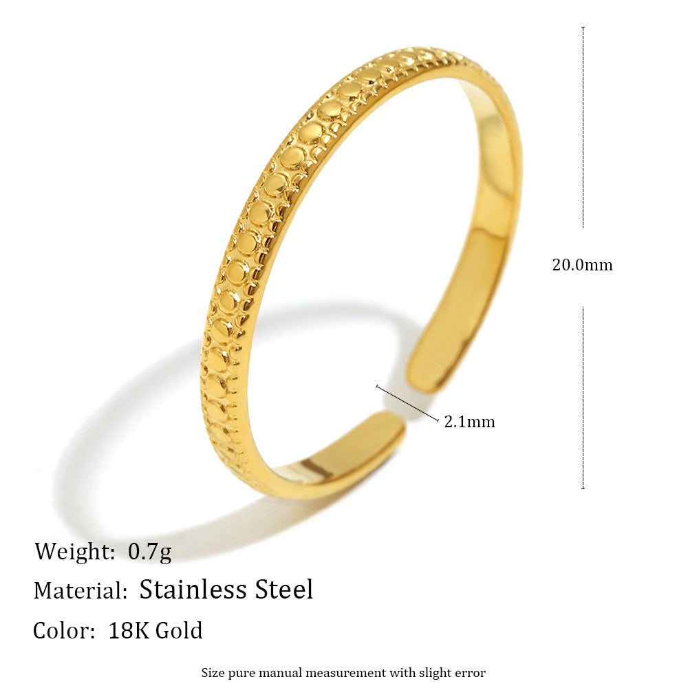 Minimalist Geometric Stainless Steel Ring with 18K Gold Plating for Women