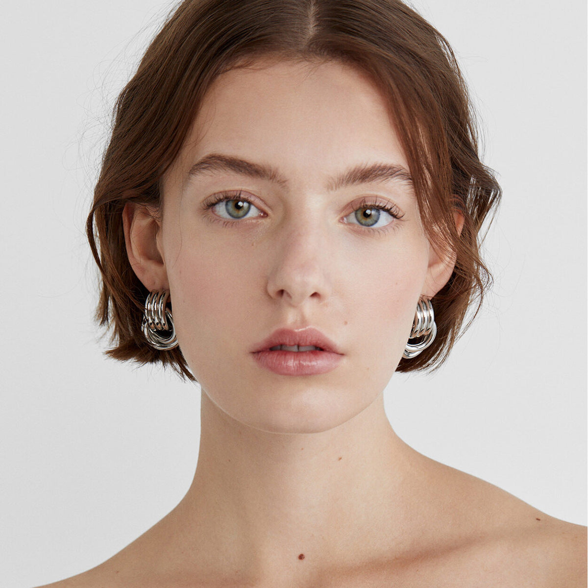 Minimalist Two-Tone Gold and Silver Plated Stainless Steel Round Hoop Earrings