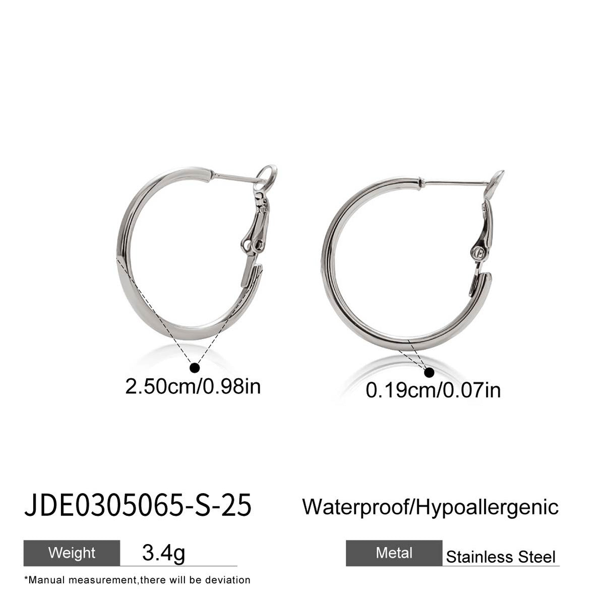 Orecchini a Cerchio Minimalisti Geometrici in Acciaio Inossidabile Placcato per Donna