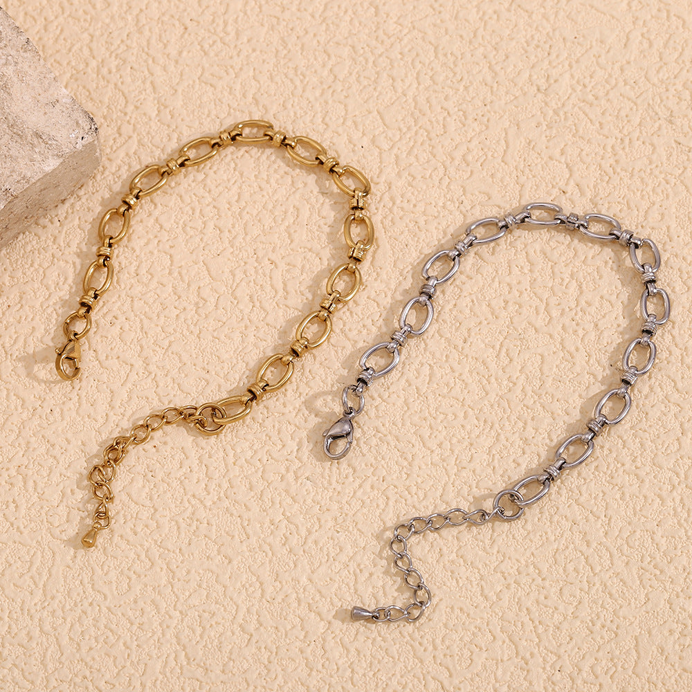 Bracciale da donna placcato oro 14K con croce e chiusura a moschettone in acciaio inossidabile geometrico minimalista