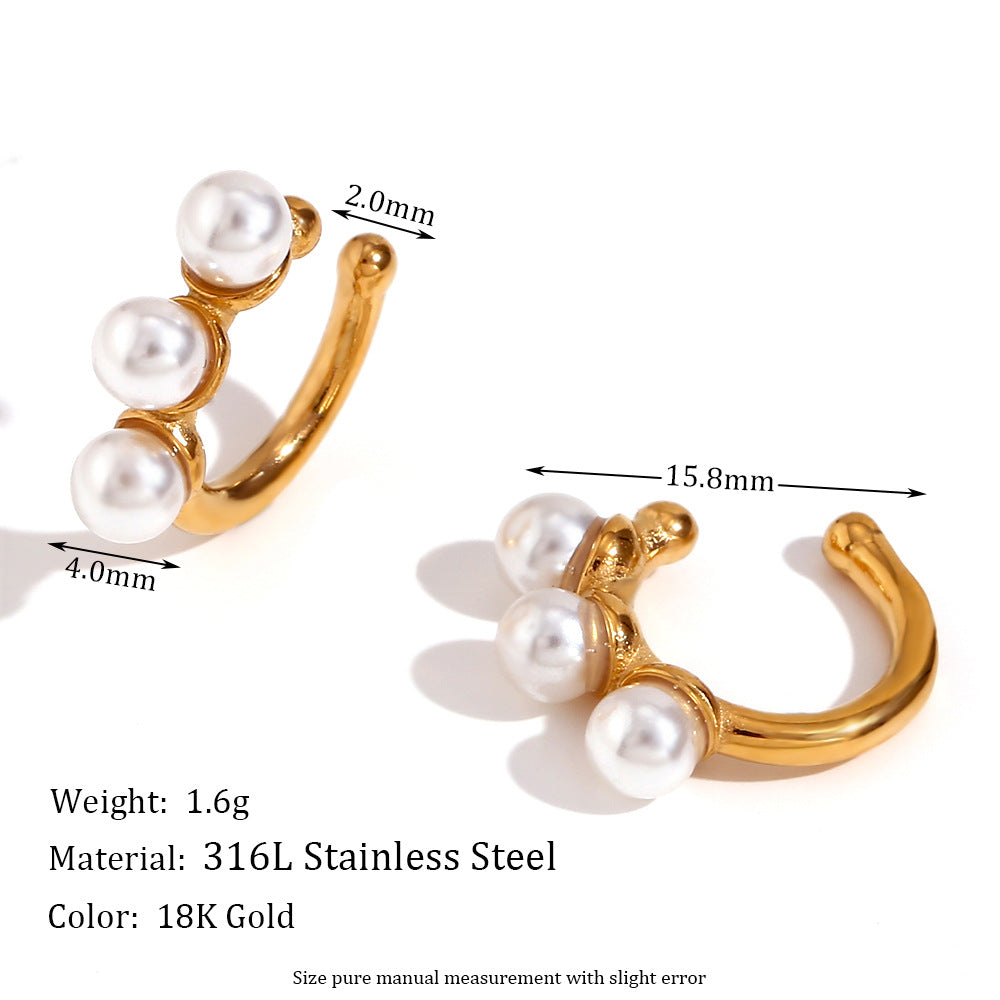 Minimalist Floral-Shaped Stainless Steel Ear Clips with 18K Gold Plating for Women