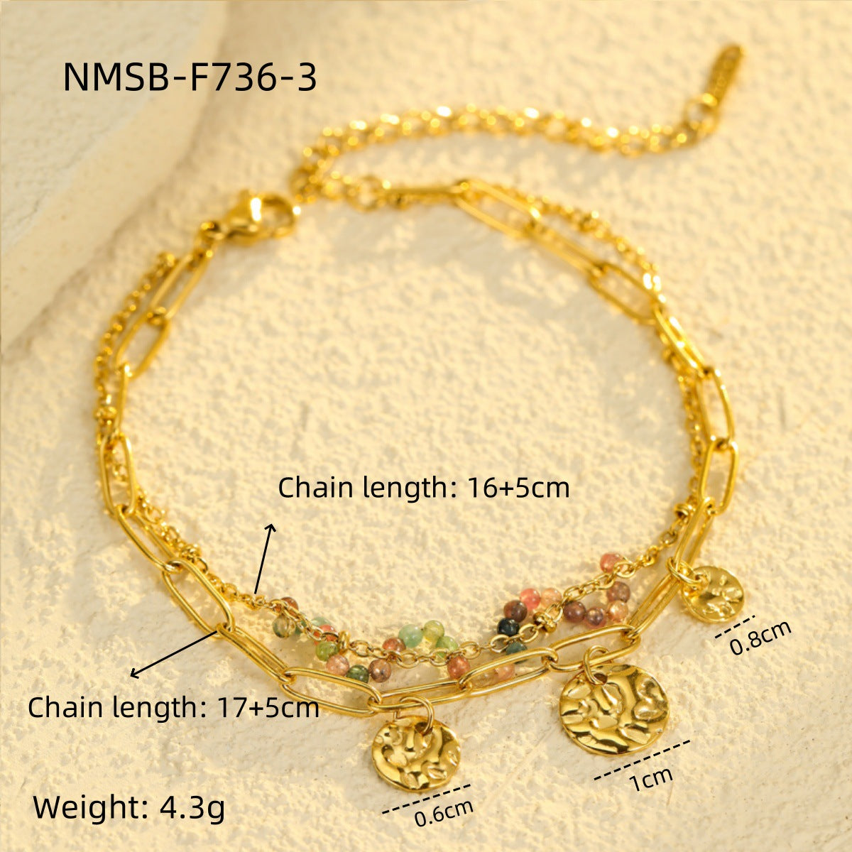 Elegante Set Collana in Acciaio Inossidabile con Pendente in Pietra Naturale e Bracciale Coordinato da Donna