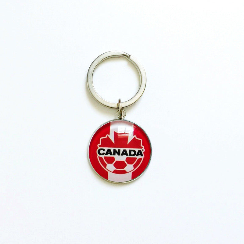 Sporty Round Stainless Steel Keychain National Football Team Souvenir Gift