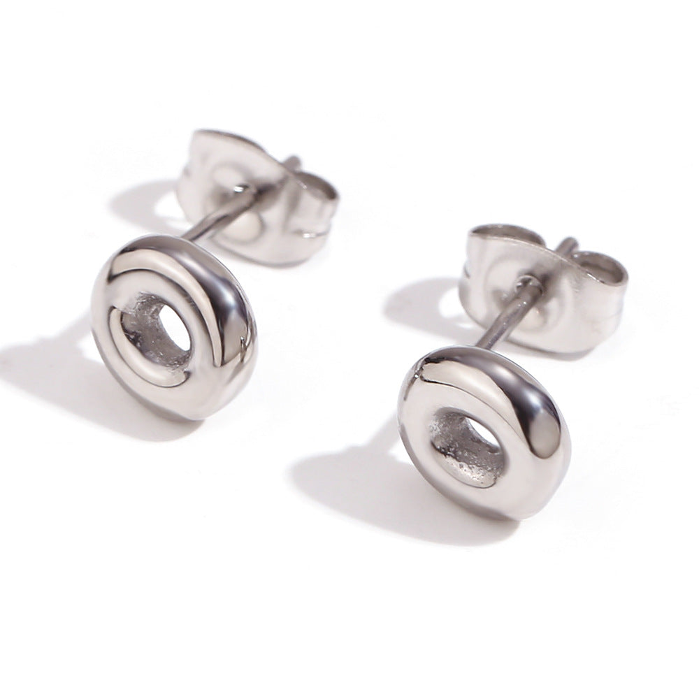 Orecchini a perno da donna con lettera geometrica moderna minimalista in acciaio al titanio placcato oro 18K