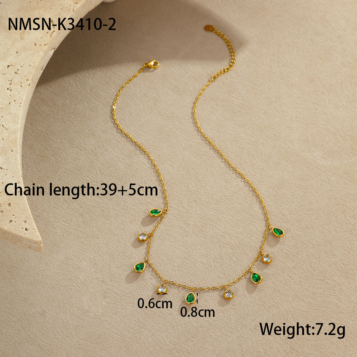 Fashionable Geometric Stainless Steel Pendant Necklace with Colorful Zircon Tassels Plated in 18K Gold for Women