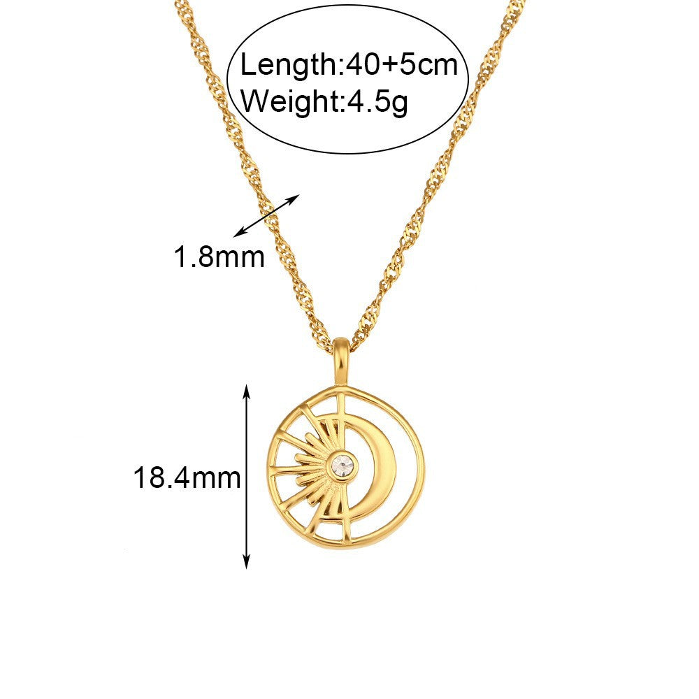 Collana con pendente a cuore vintage Shell per donna in acciaio inossidabile placcato oro 18 carati con design geometrico e catena a serpente