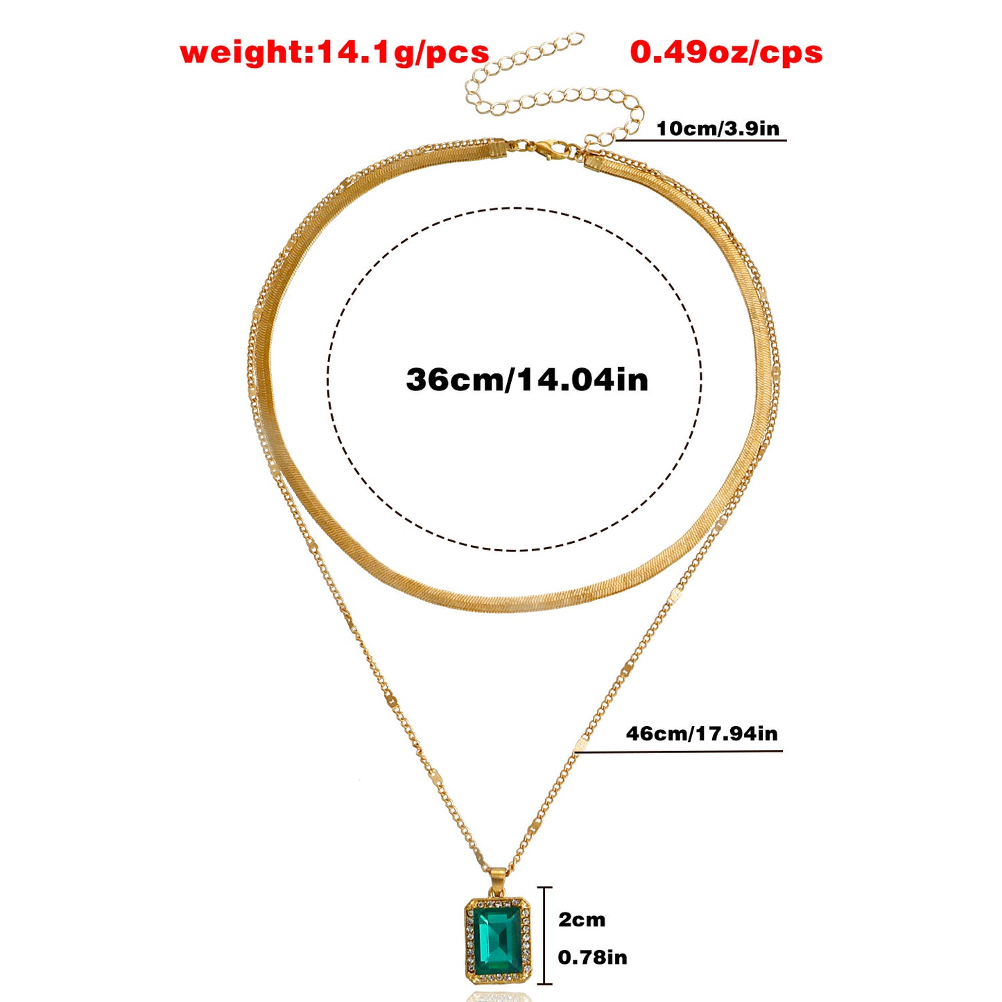 Minimalist Geometric Pendant Necklace with Double-Layer Snake Chain in Electroplated Alloy for Women