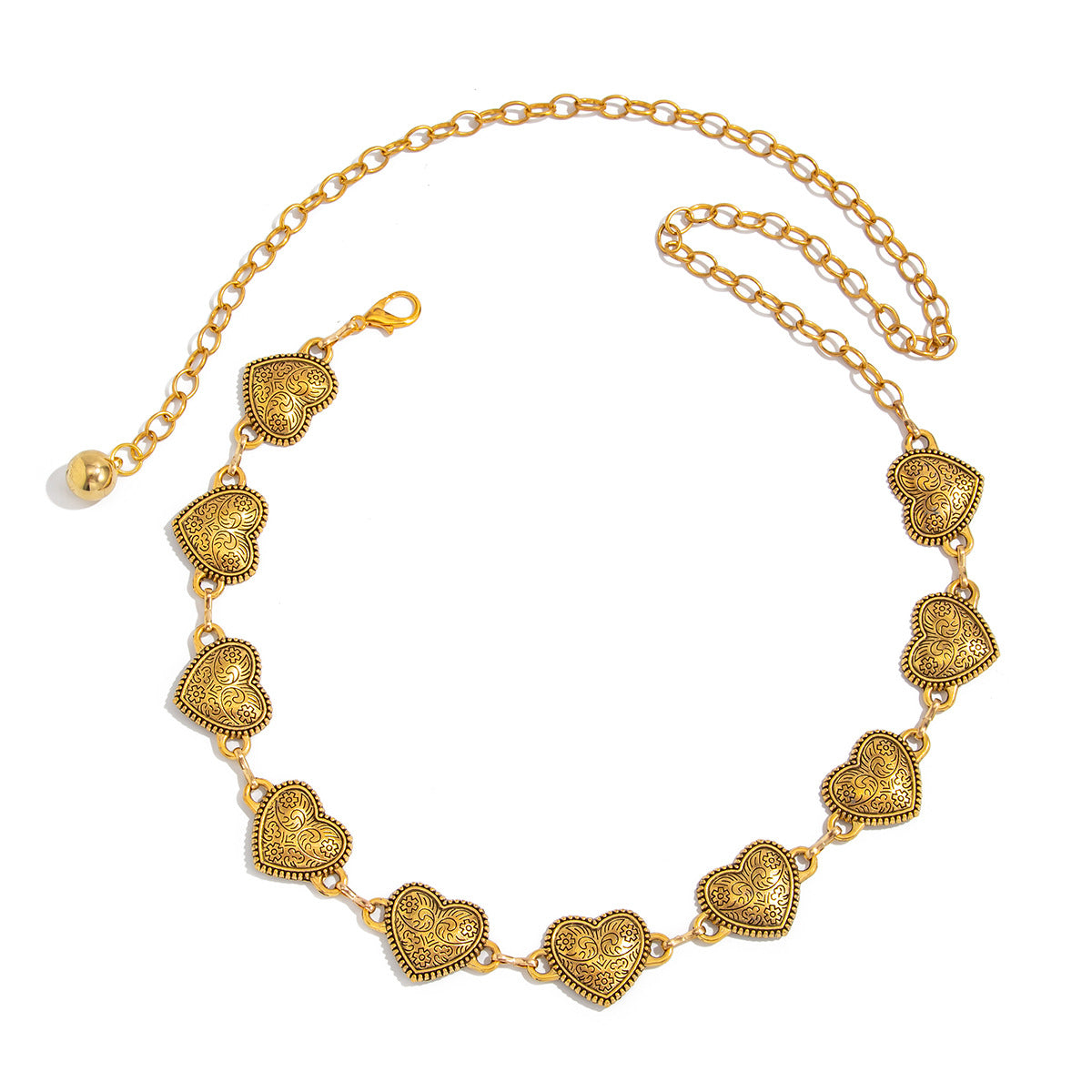 Cadena Bohemia Minimalista de Metal con Forma de Corazón para la Cintura con Detalles Calados y Perlas para Mujer