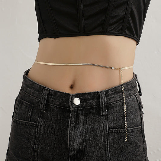 Catena da Corpo Punk Vintage da Donna in Acciaio al Titanio con Design a Catena Serpentina e Stile Che Cinge la Vita