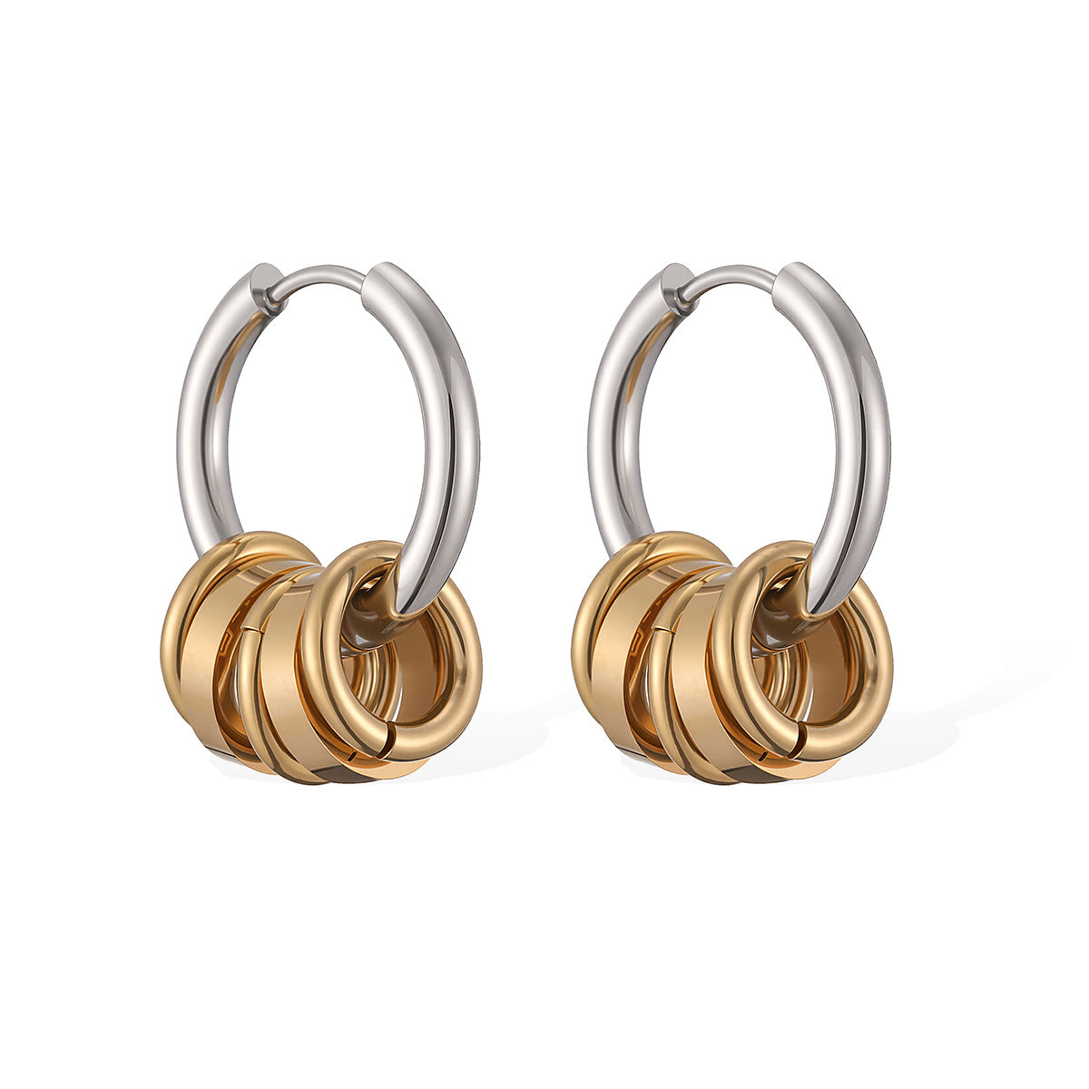 Minimalist 18K Gold Plated Geometric Round Stainless Steel Earrings for Women