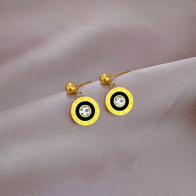 Minimalist Geometric Titanium Steel Earrings with Plated Finish for Women, Nature-Inspired Cosmic Design