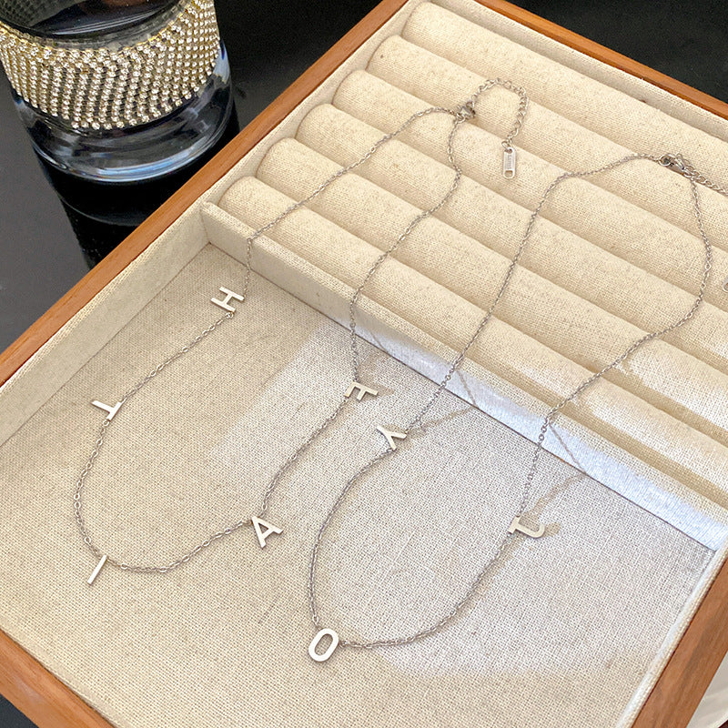 Elegant Letter Geometric Titanium Steel Plated Necklace for Women