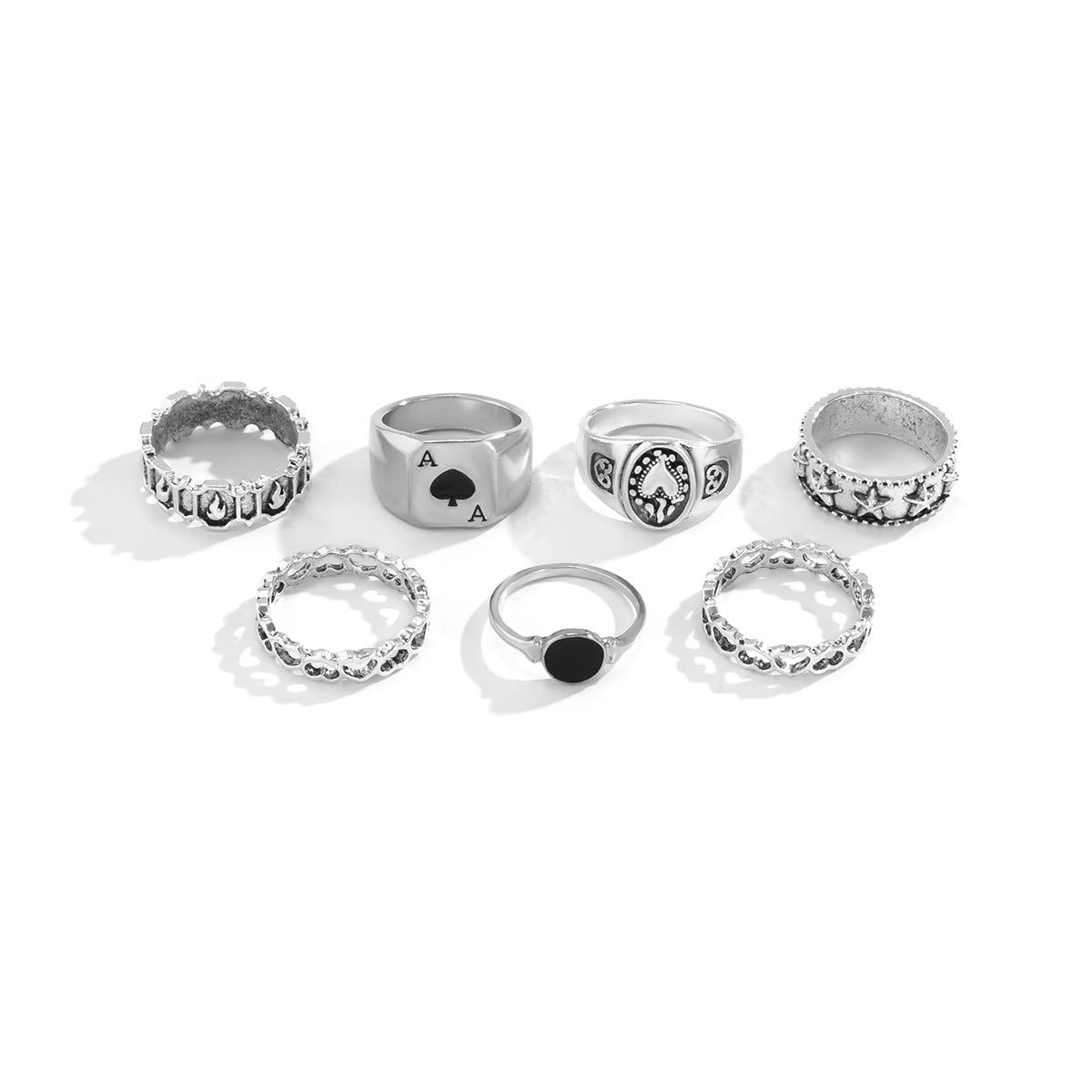 Vintage Gothic Punk Heart Shaped Alloy Plated Ring for Women
