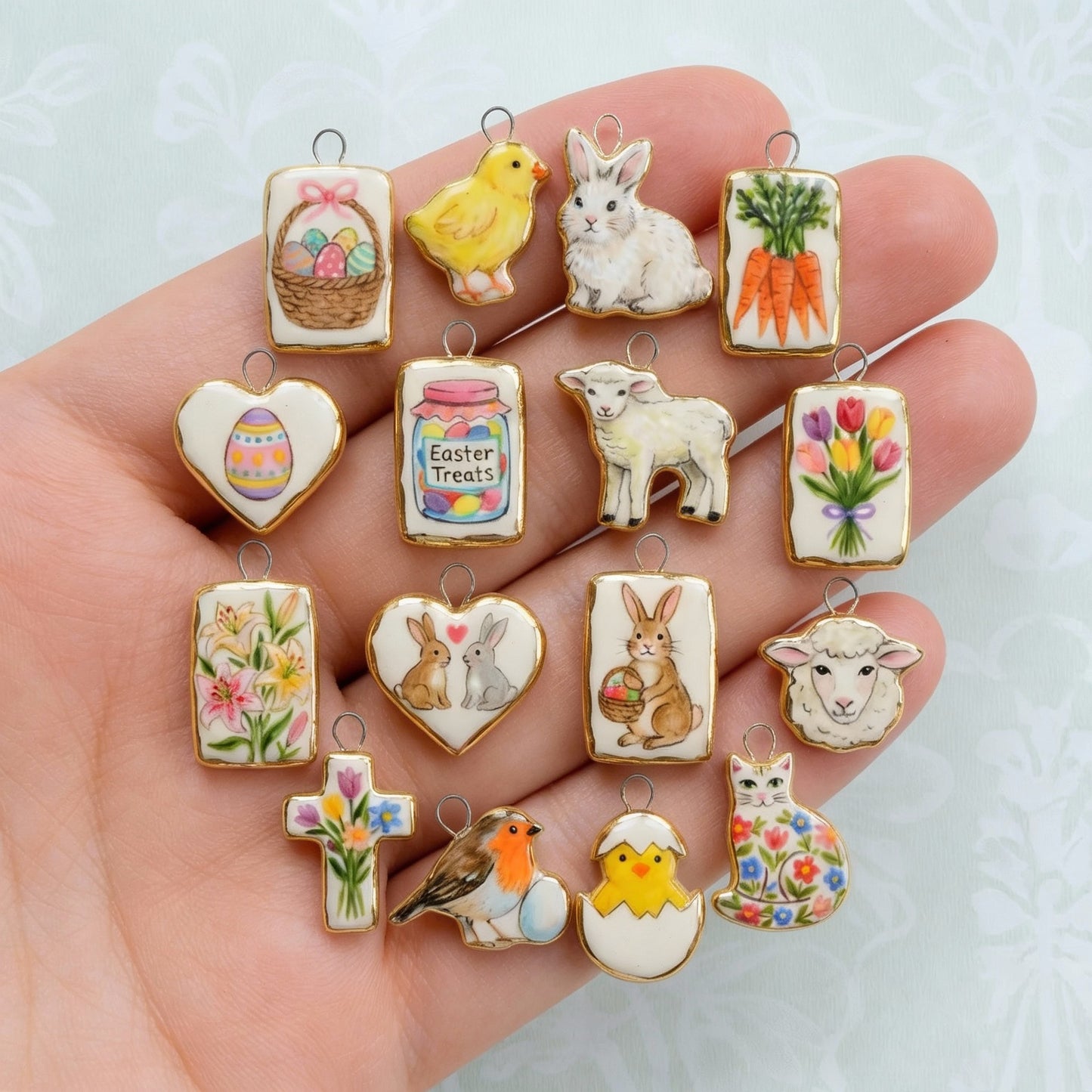 Charm a barra vintage in acciaio inossidabile PVD placcato oro con animale geometrico