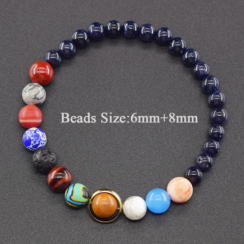 Classic Sweet Natural Gemstone Round Geometric Stretch Bracelet Unisex Jewelry Gift
