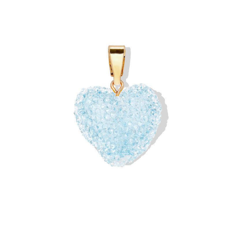 Colorful Heart Plated Stainless Steel Charm Bar Necklace for Women