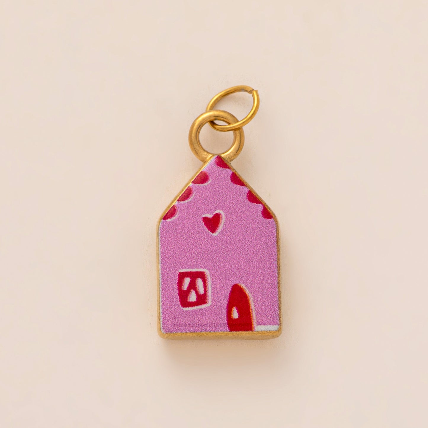 Sweet Printed House Shape Stainless Steel 18K Gold Plated PVD DIY Charm Bar