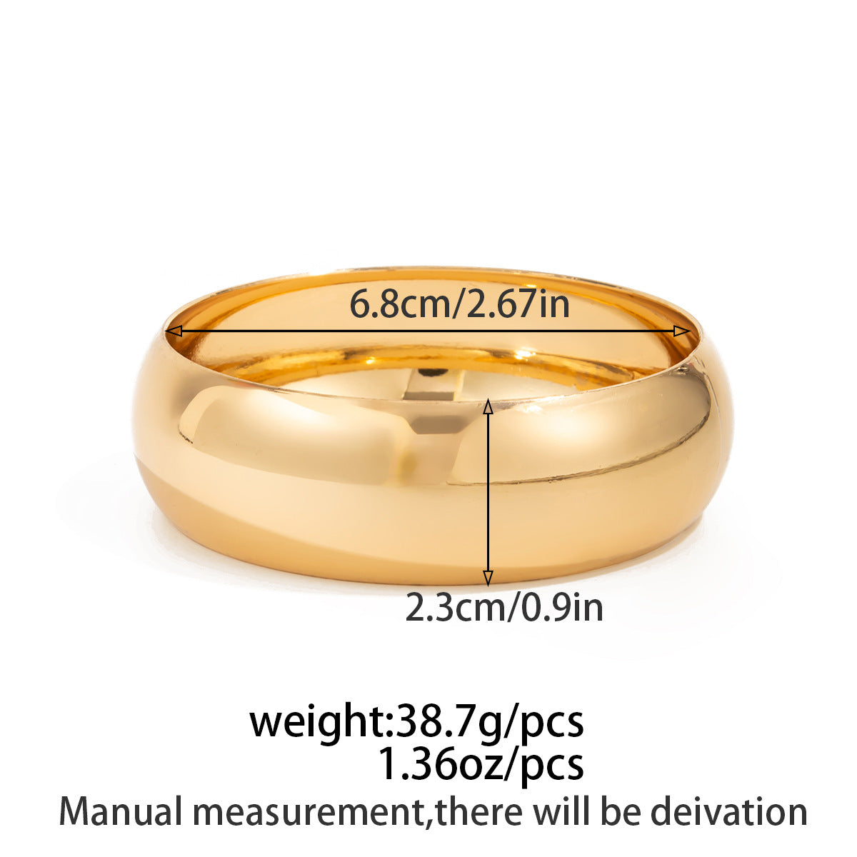Pulsera de aleación redonda geométrica exagerada para mujer con acabado chapado