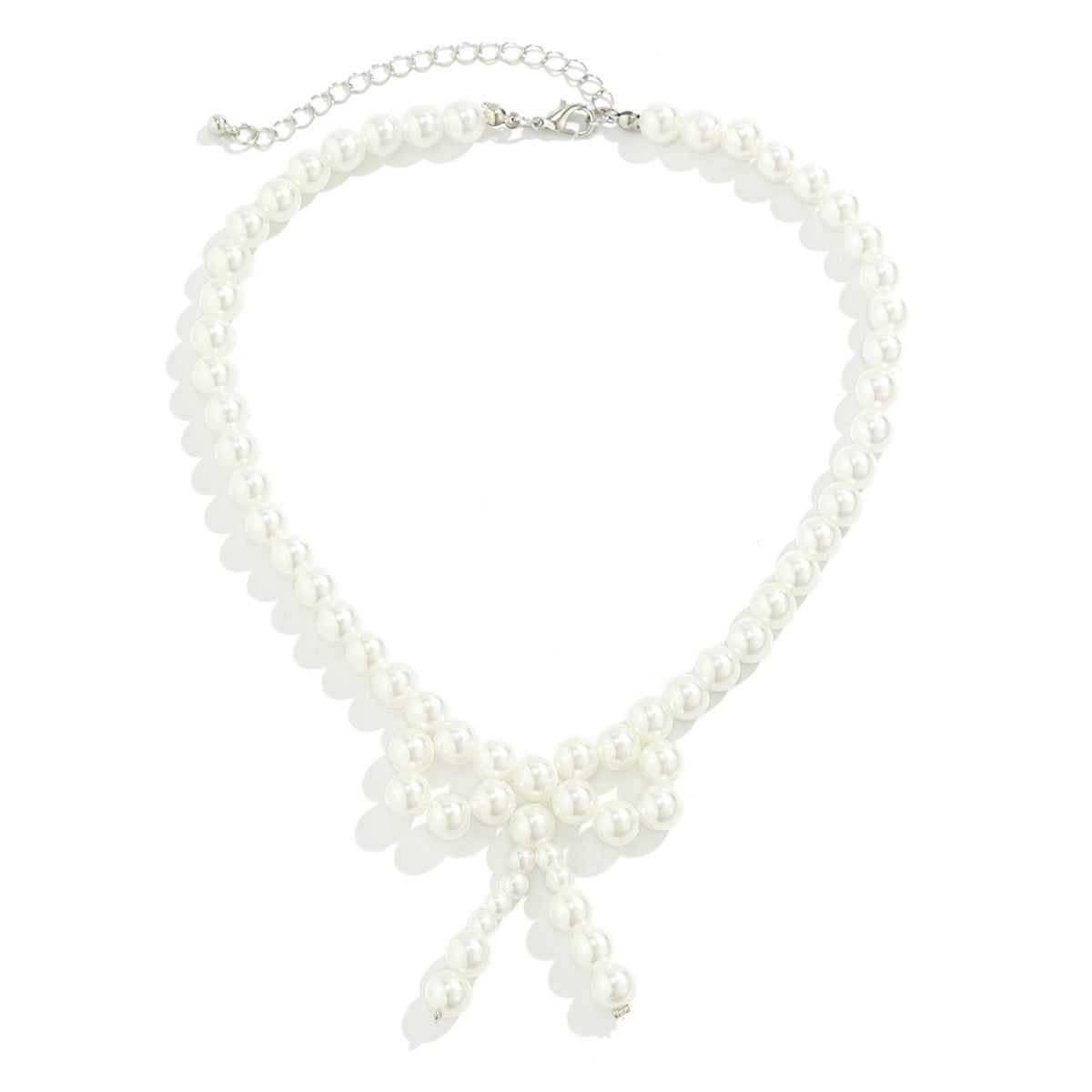 Minimalist Bow-Shaped Choker Necklace with Resin Beads and Round Ball Chain for Women