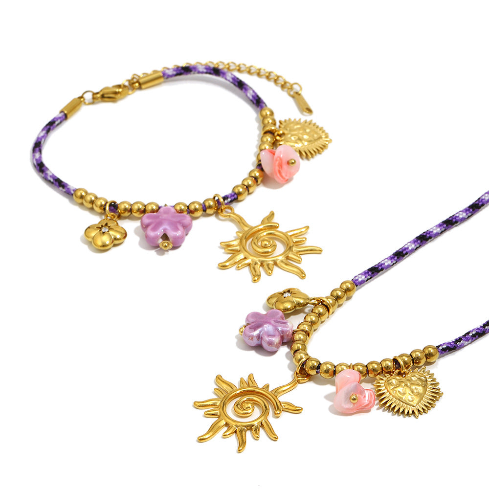 Geometric Stainless Steel 18K Gold Plated Pendant Necklace for Women