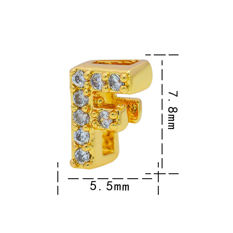 Collana con Ciondolo a Lettera Minimalista da Donna in Acciaio al Titanio con Placcatura in Oro 18K e Strass su Catena O-Ring