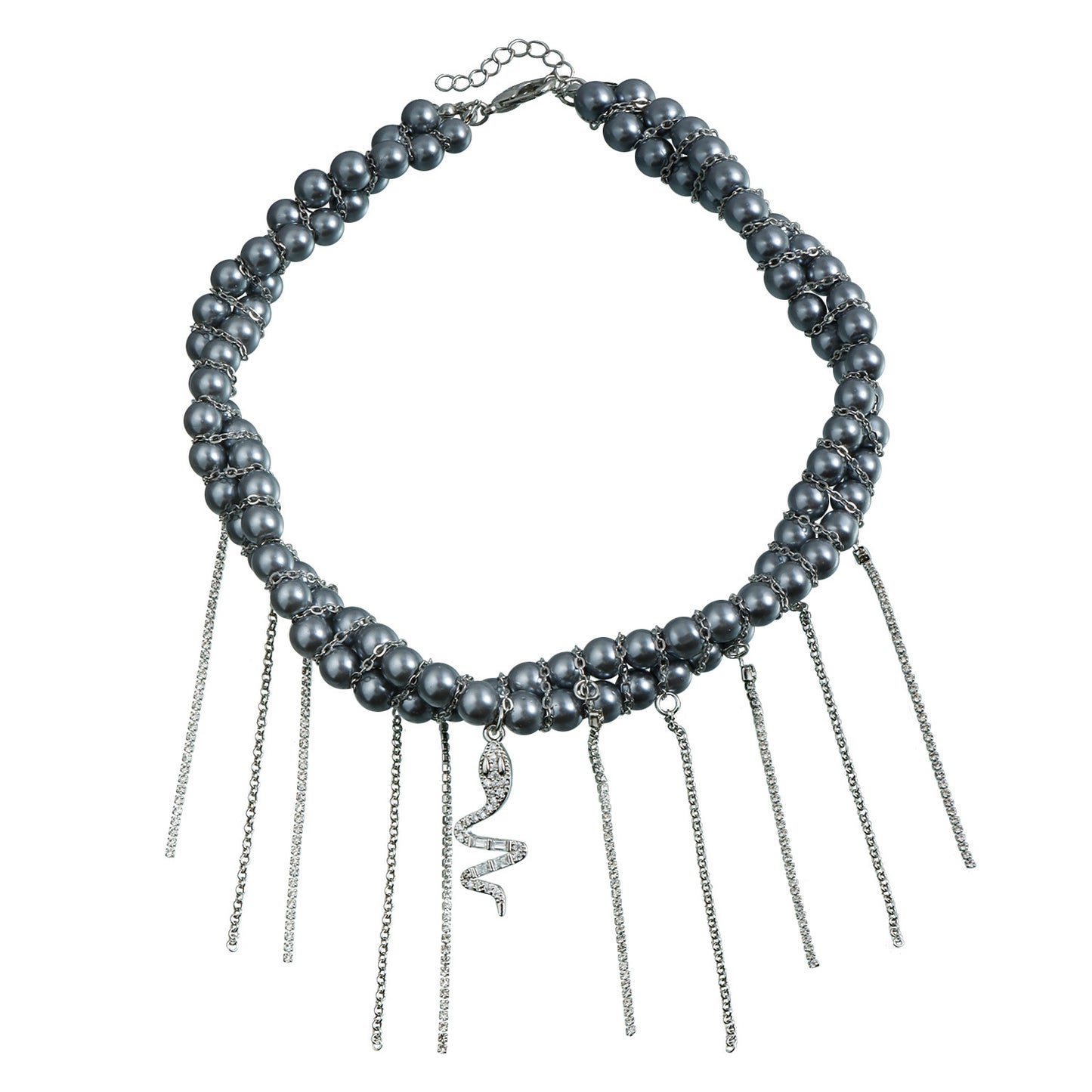 Fashion Minimalist Snake Shape Alloy Pendant Necklace with Tassel Detail for Women