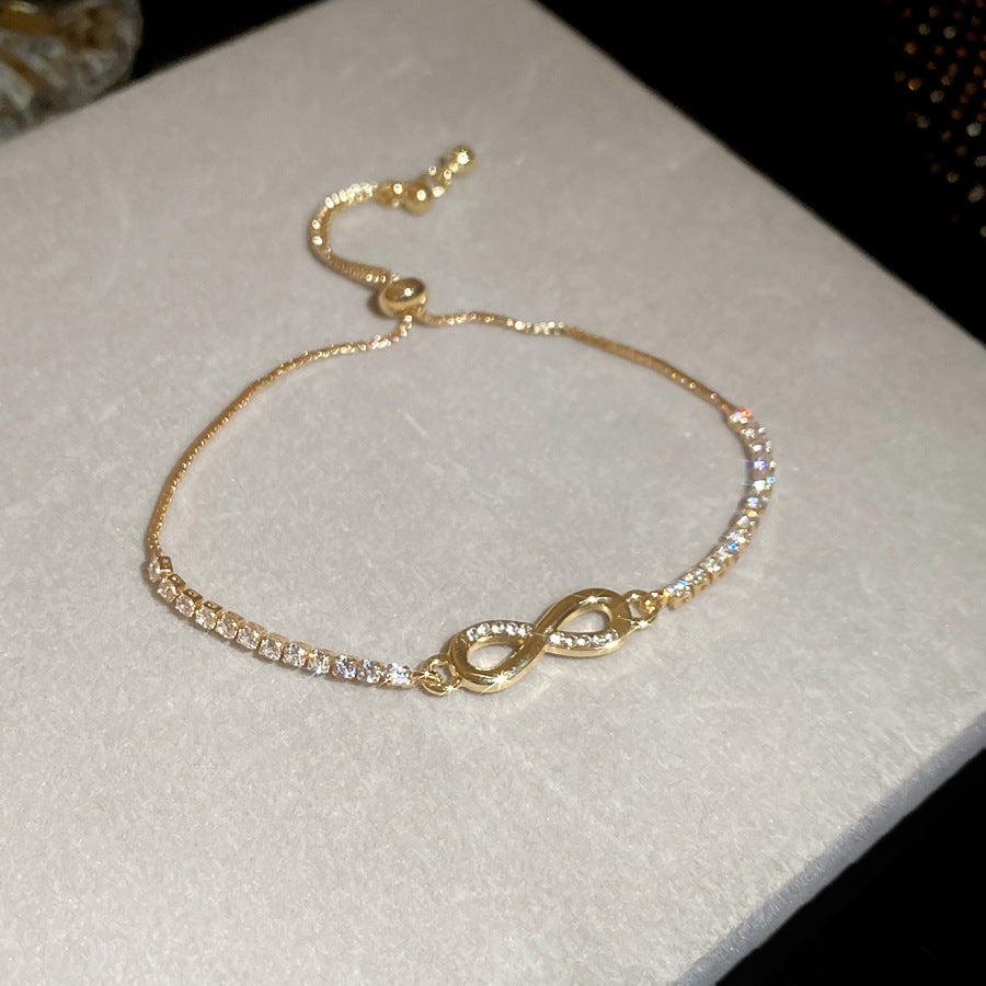 Bracciale Minimalista con Fiocco e Strass da Donna in Rame, Eleganza Quotidiana e Stile da Ufficio