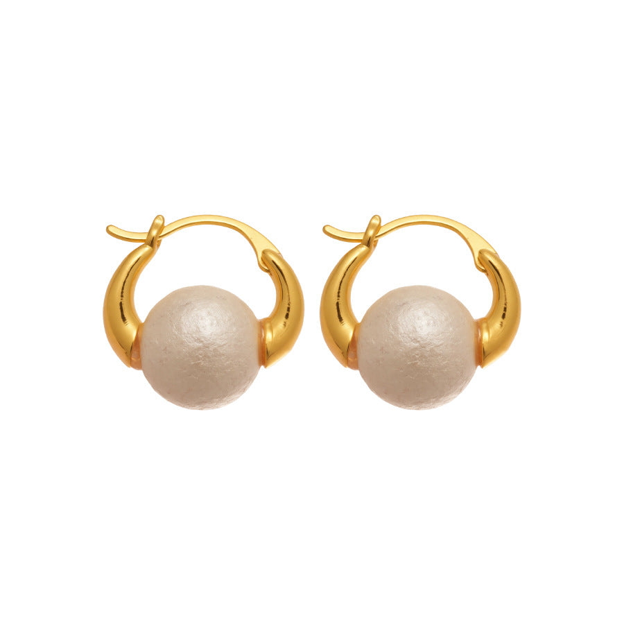 Pendientes de perlas geométricos chapados en oro para mujer — Joyería de oreja elegante vintage minimalista de lujo para uso diario