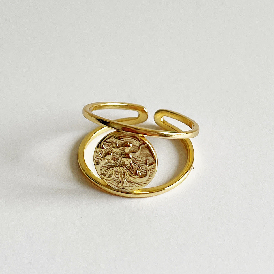 Minimalist 925 Sterling Silver Gold Plated Geometric Mermaid Ring
