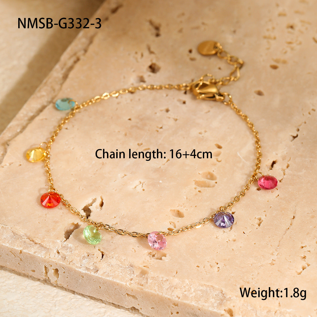 Bracciale geometrico alla moda in acciaio al titanio con intarsi colorati di zirconi placcati per donne, gioielli ipoallergenici di lusso impilabili