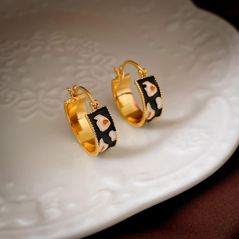 Vintage Geometric Earrings with Rhinestone Inlay in Alloy Base and Stainless Steel Posts for Women