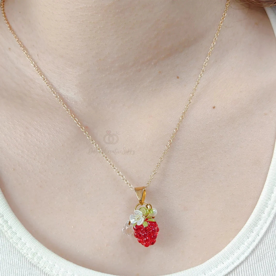 Colorful Fruit Grape Blueberry Lemon Lychee Peach Pendant Stainless Steel Necklace for Women