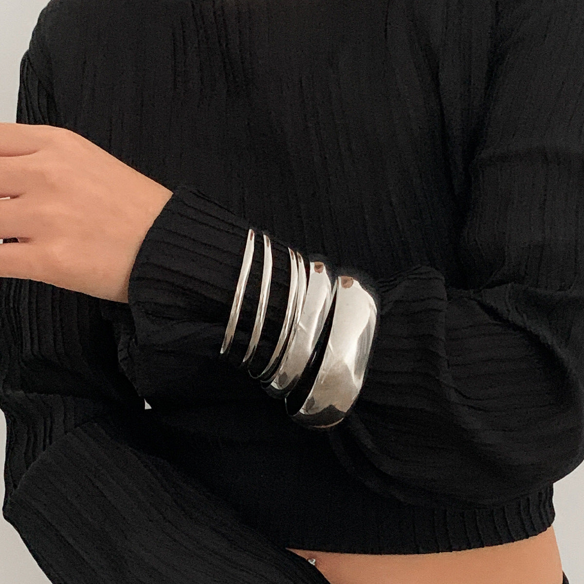 Vintage Irregular Geometric Plated Iron Wide Cuff Bracelet Set