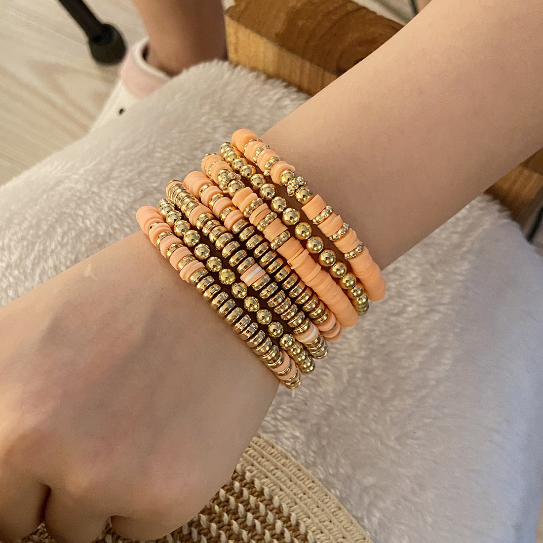 Bohemian Style Polymer Clay Beaded Bracelet for Women with Handmade Craftsmanship