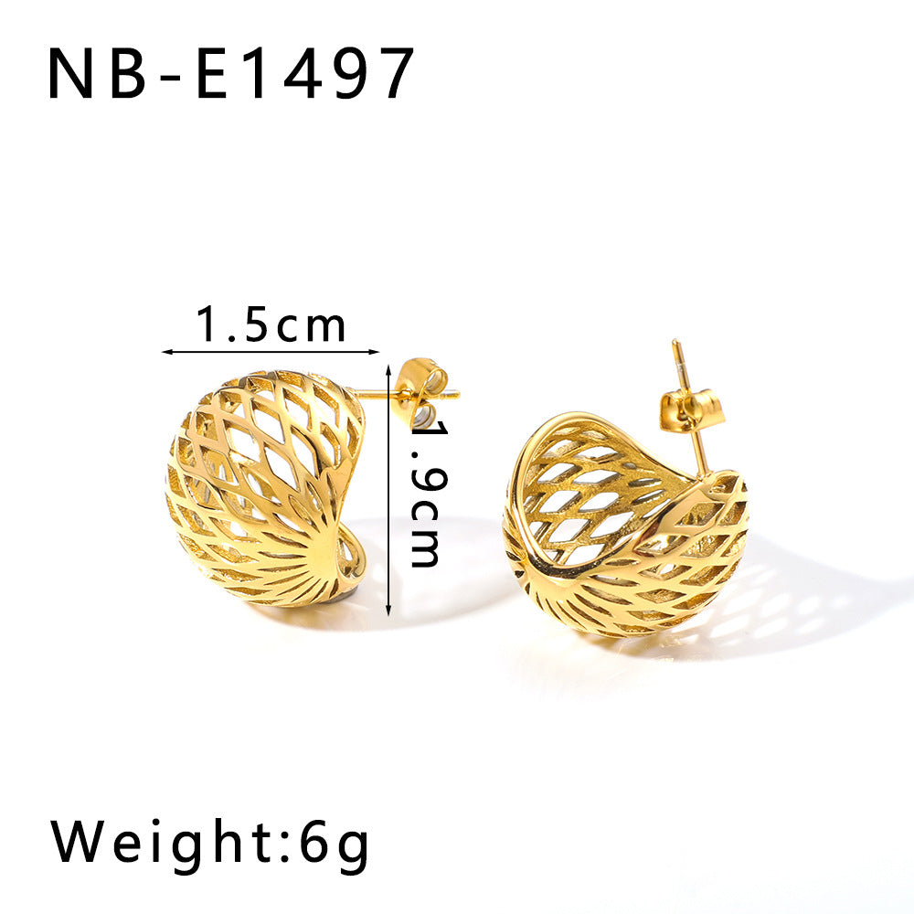 Orecchini a polsino geometrici circolari cavi minimalisti in acciaio inossidabile placcati oro 18 carati da donna