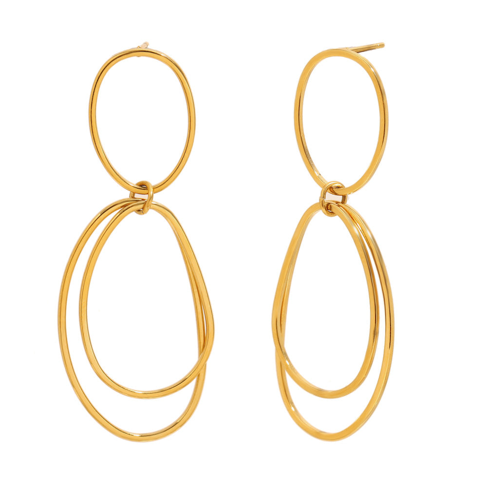 Orecchini Minimalisti Geometrici in Acciaio Inossidabile con Placcatura in Oro 18K da Donna