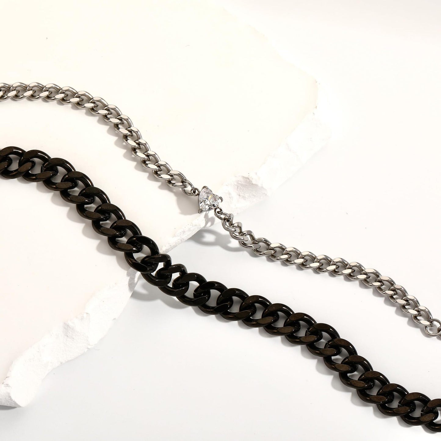 Minimalist Heart Geometric Stainless Steel Plated Cuban Link Chain Bracelet Unisex Adjustable Fashion Jewelry Gift