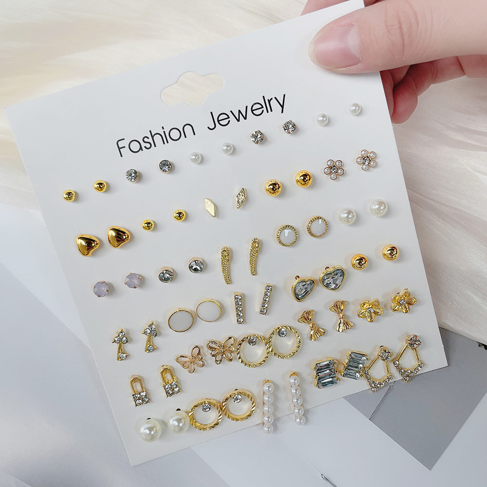 Minimalist Geometric Floral Plated Alloy Stud Earrings