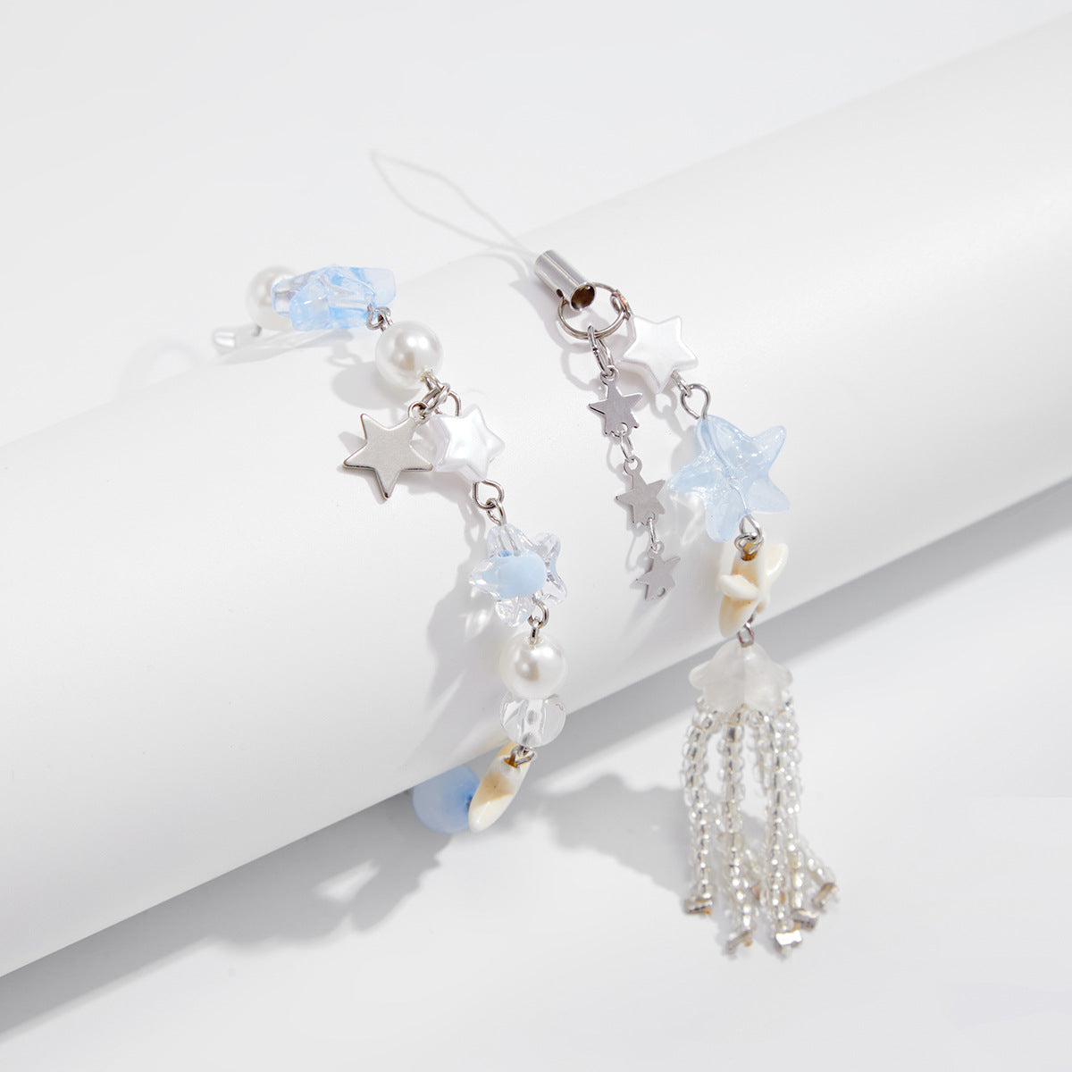 Pulsera con borlas en forma de estrella estilo vacaciones con perlas de imitación para mujer