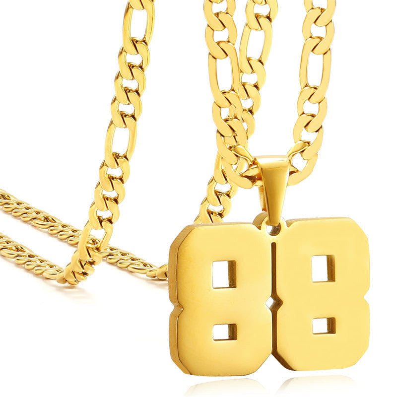 Minimalist Numeric Pendant Necklace for Men and Women Stainless Steel Chain with Polished Titanium Steel Charm