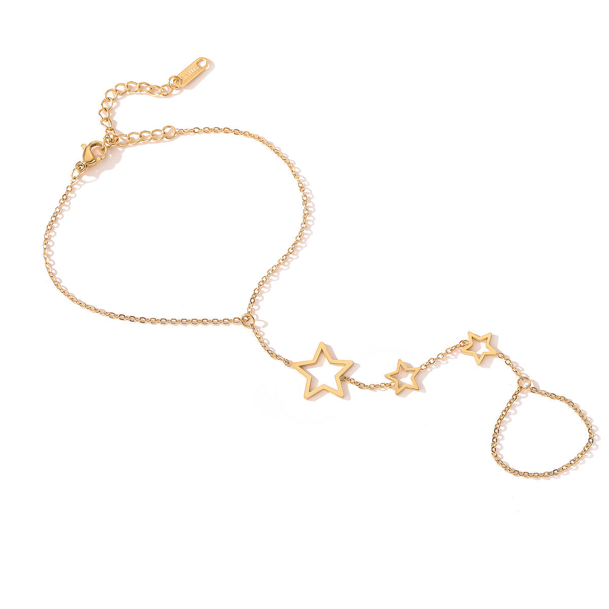 Minimalist Geometric Stainless Steel Hand Chain for Women with 18K Gold Plating and Irregular Design
