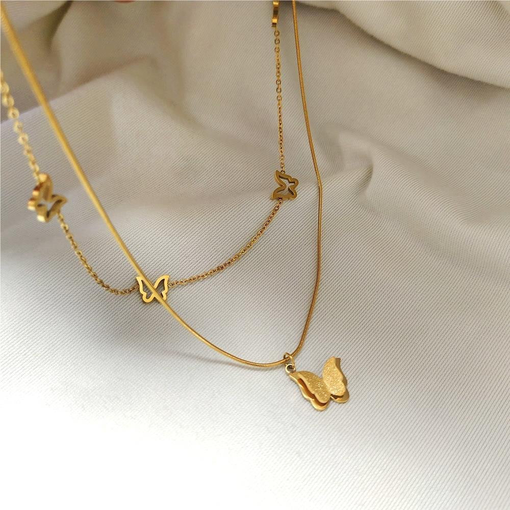 Minimalist Butterfly Titanium Steel Necklace for Women