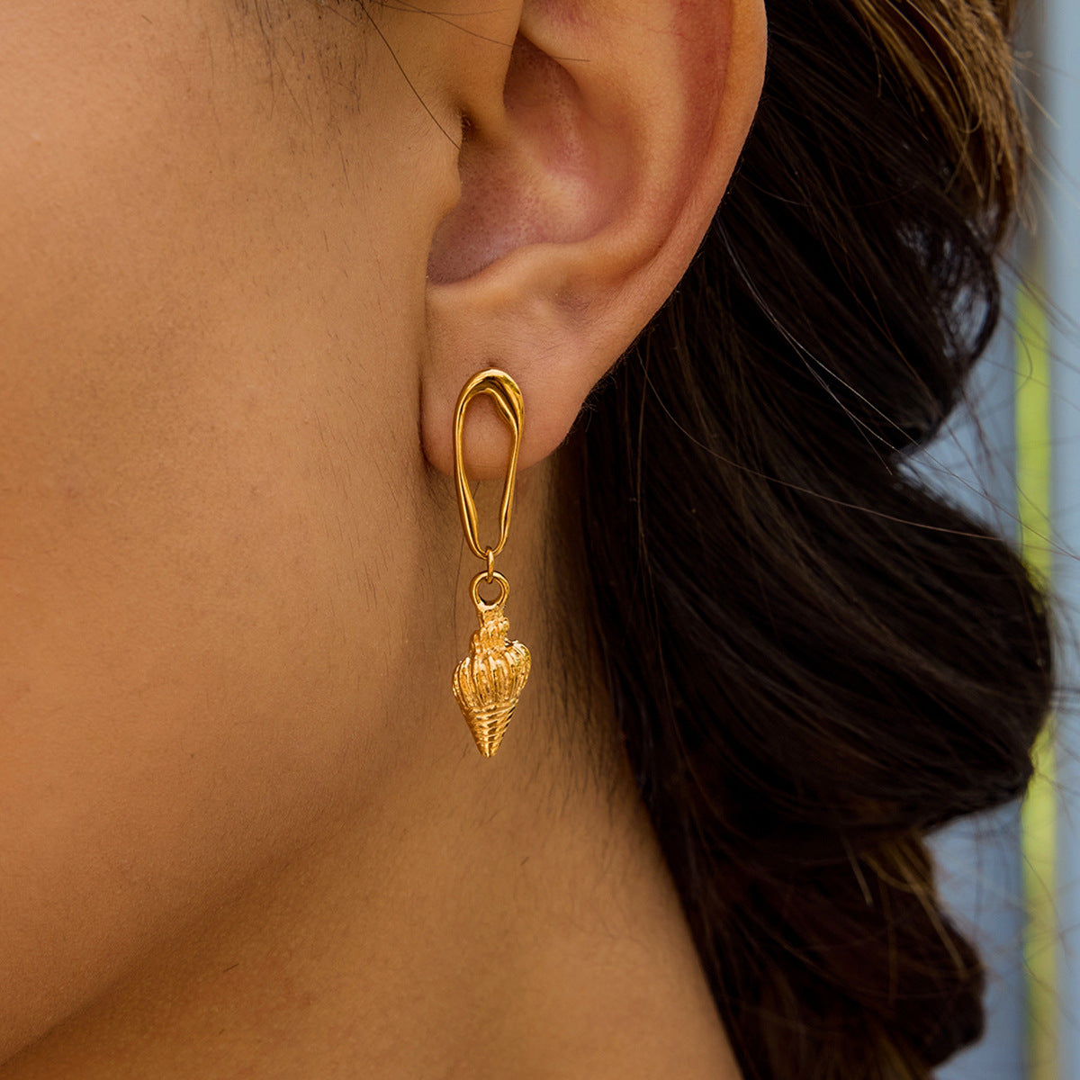 18K Gold Plated Geometric Stainless Steel Earrings for Women