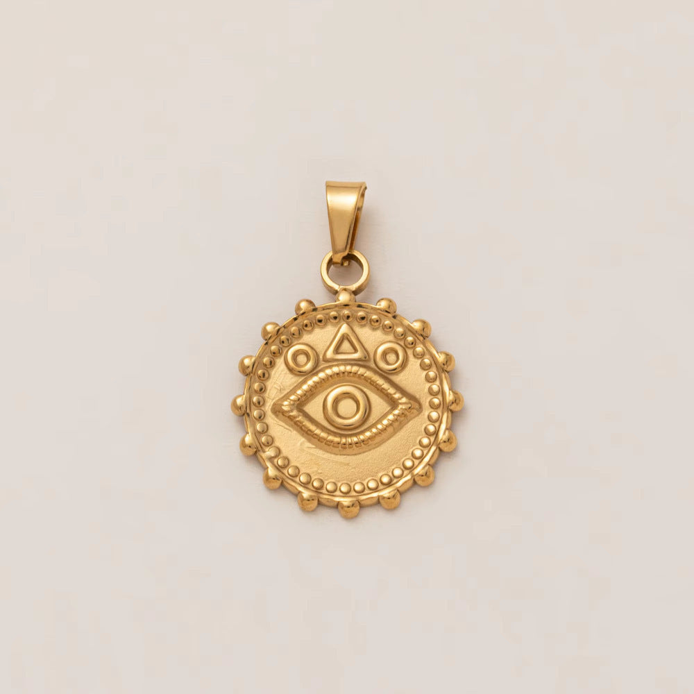 Luxury Casual 18K Gold PVD Stainless Steel Star Geometric Pendant Necklace with Sun Moon Planet Rainbow Elements
