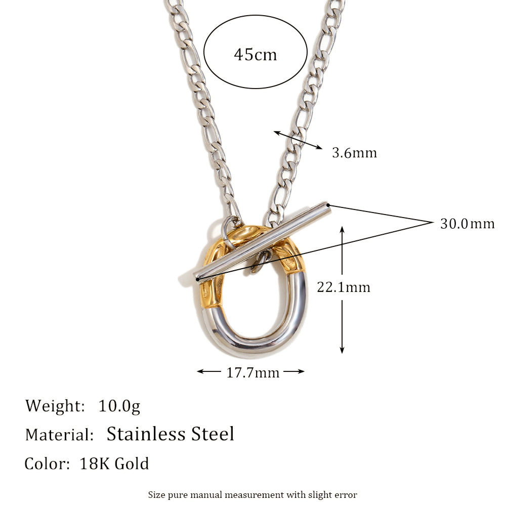 Collana Minimalista Geometrica da Donna in Acciaio Inossidabile con Placcatura in Oro 18K Chiusura OT