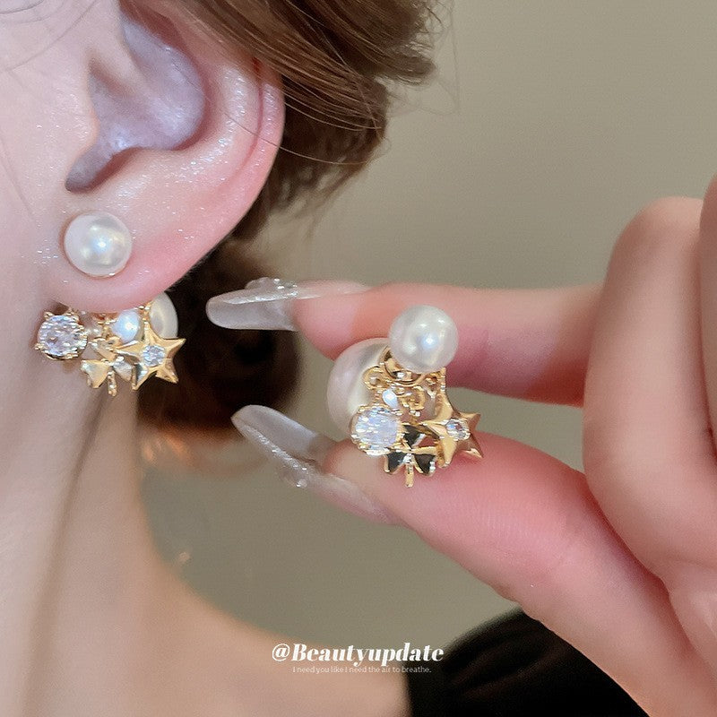 Pendientes de Flores Geométricas con Incrustaciones de Diamantes de Imitación en Cobre Bañado y Postes de Acero Inoxidable para Mujer, Joyería de Oreja de Lujo Minimalista y de Moda para el Día a Día