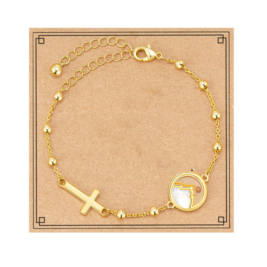 Luxury Elegant Geometric Floral Stainless Steel Bracelet for Women