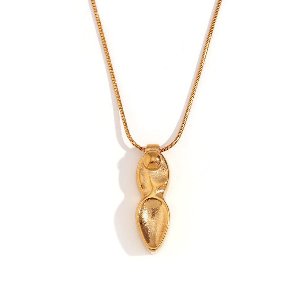 Collana con Pendente a Spada Corta Geometrica Minimalista da Donna in Acciaio Inossidabile Placcato Oro 18K