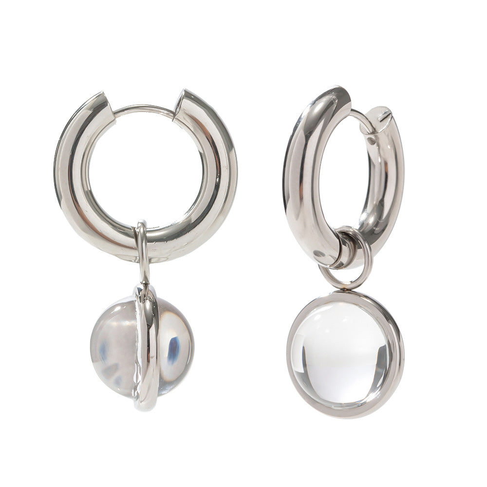 Minimalist Round Glass Ball Pendant Necklace for Women with Titanium Steel Pendant and Stainless Steel Chain Plated Finish